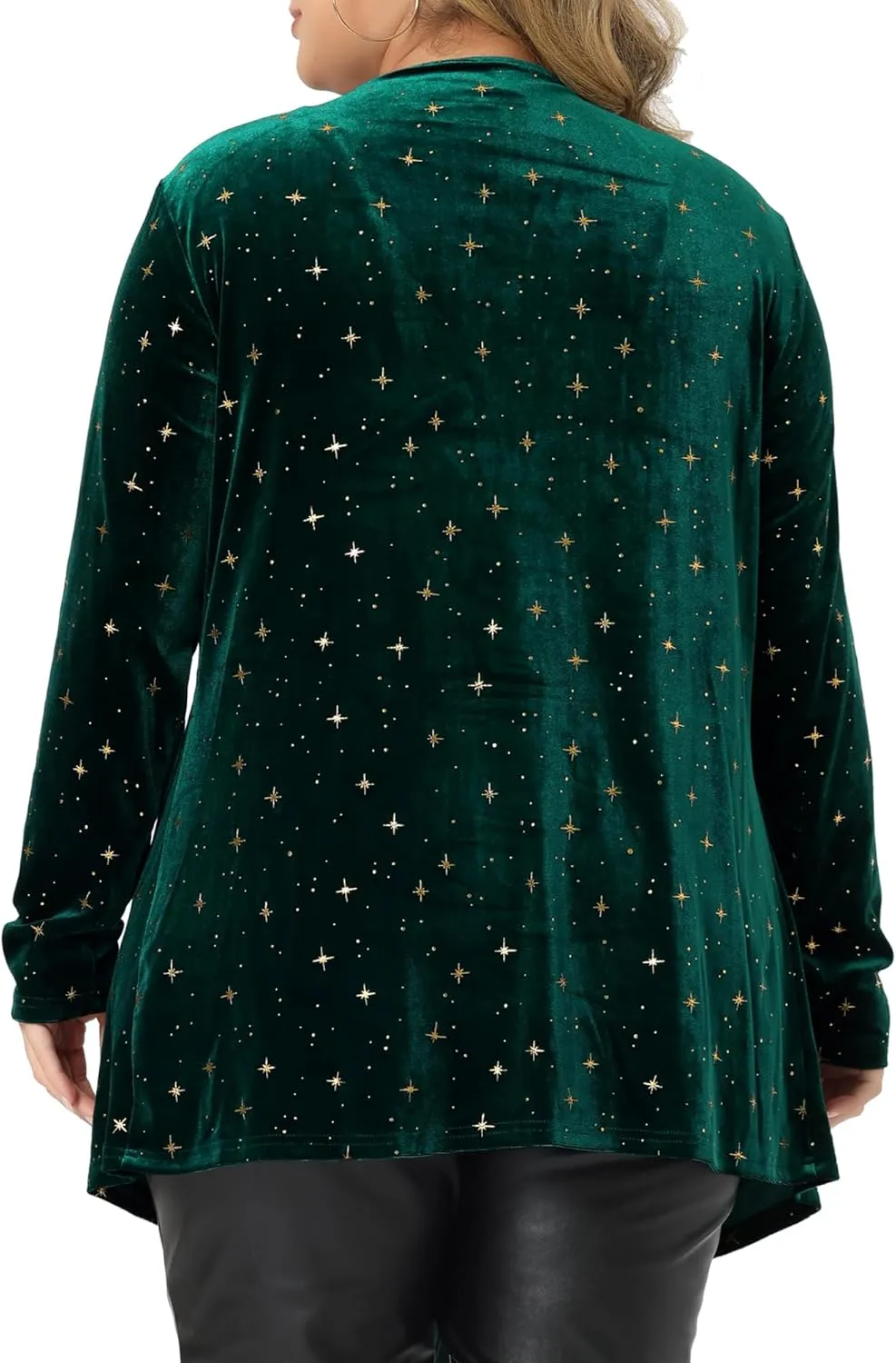 Agnes Orinda Women's Plus Size Cardigans Open Front Draped Shiny Party Velvet Cardigan