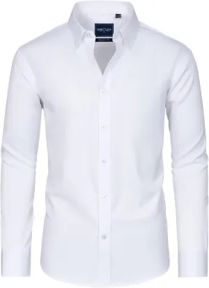 Alimens & Gentle Slim Fit Mens Dress Shirts Long Sleeve Dress Shirts for Men Stain Sheild Button Down Shirt Men Big