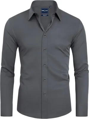Alimens & Gentle Slim Fit Mens Dress Shirts Long Sleeve Dress Shirts for Men Stain Sheild Button Down Shirt Men Big