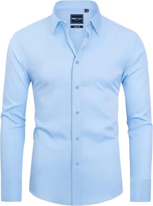 Alimens & Gentle Slim Fit Mens Dress Shirts Long Sleeve Dress Shirts for Men Stain Sheild Button Down Shirt Men Big