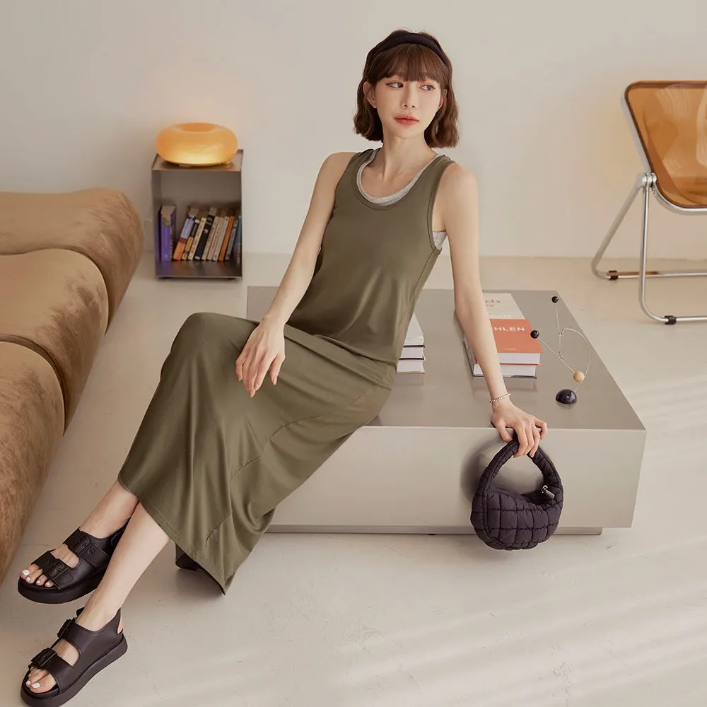 Basic Long Maxi Modal Cotton Sleeveless Tank Dress