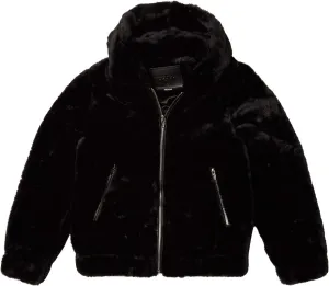 [BLANKNYC] girls Faux Fur Hooded Bomber Jacket, Comfortable & Stylish Coat