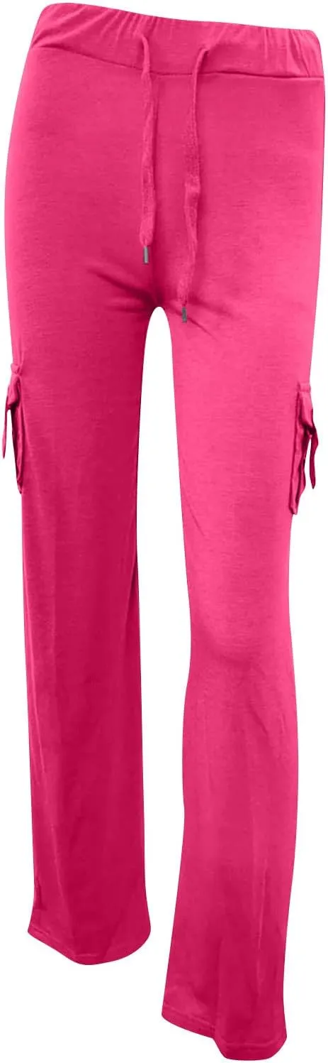 Cargo Yoga Pants for Women Plus Size High Waist Wide Leg Lounge Trousers Bootcut Flare Yoga Pant with Multi Pockets