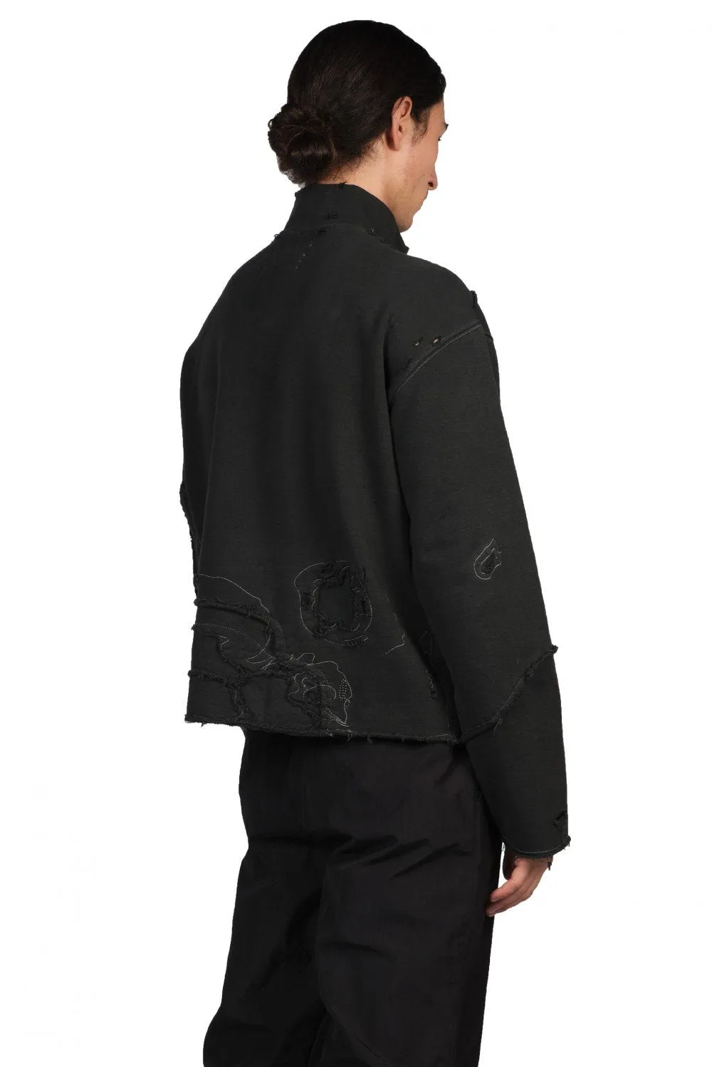 Charcoal Ruin Distressed Zip-Up Crewneck