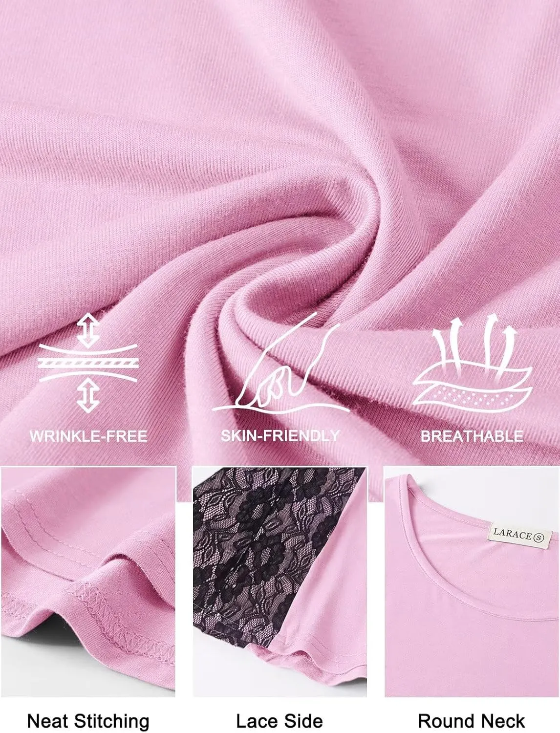 LARACE Plus Size Spring Summer Tunics Tops Short Sleeve Shirts Flowy Lace Tops Wrinkle Free Blouses for Women Dressy Casual