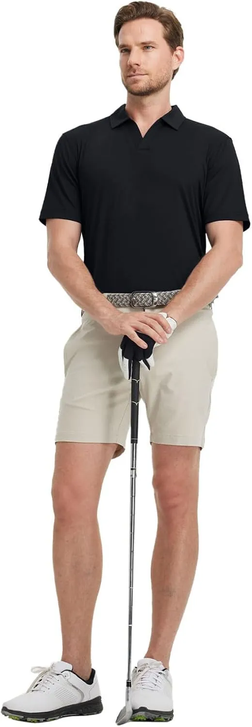 M MAELREG V Neck Polo Shirts for Men Performance Casual Moisture Wicking Mens Golf Polo Shirts Short Sleeve with Collar