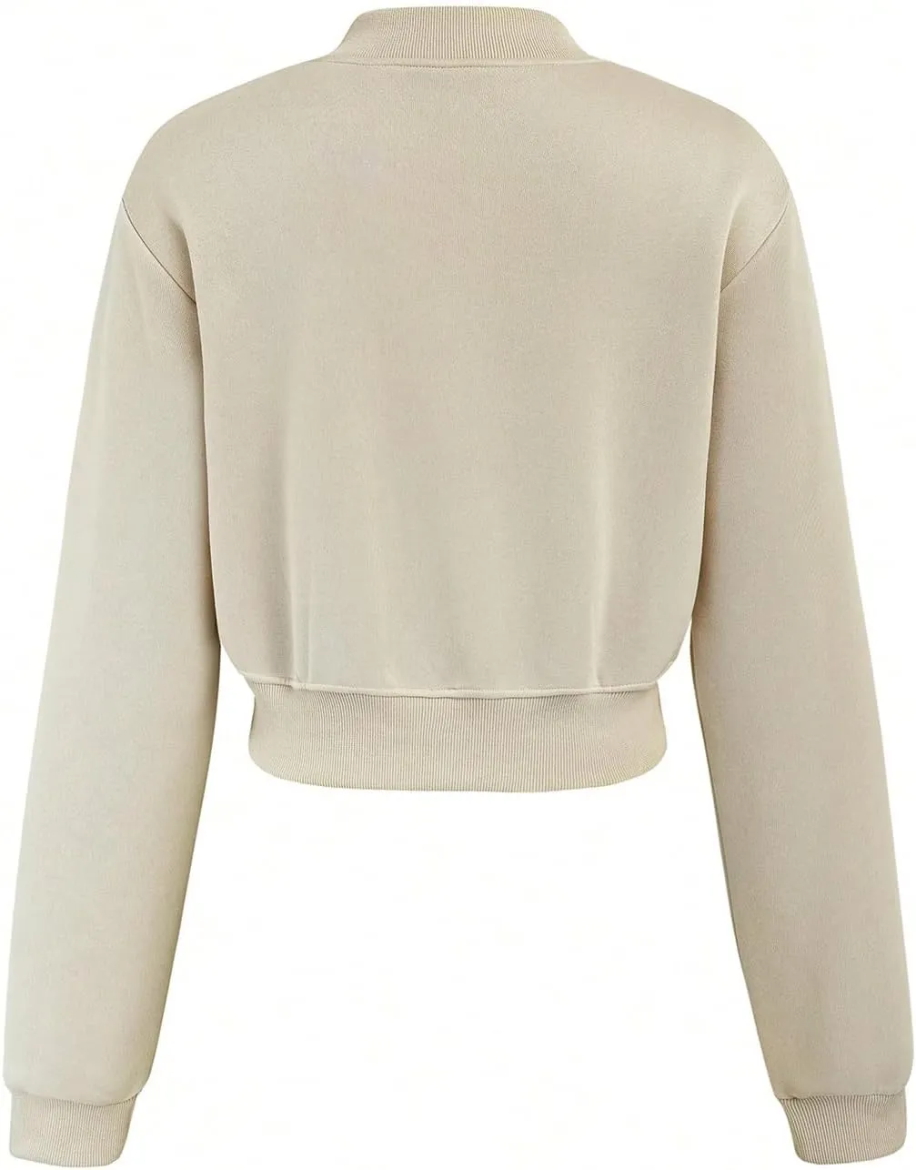 MakeMeChic Women's Long Sleeve Crop Top Baseball Jacket Button Down Varsity Jackets with Pocket