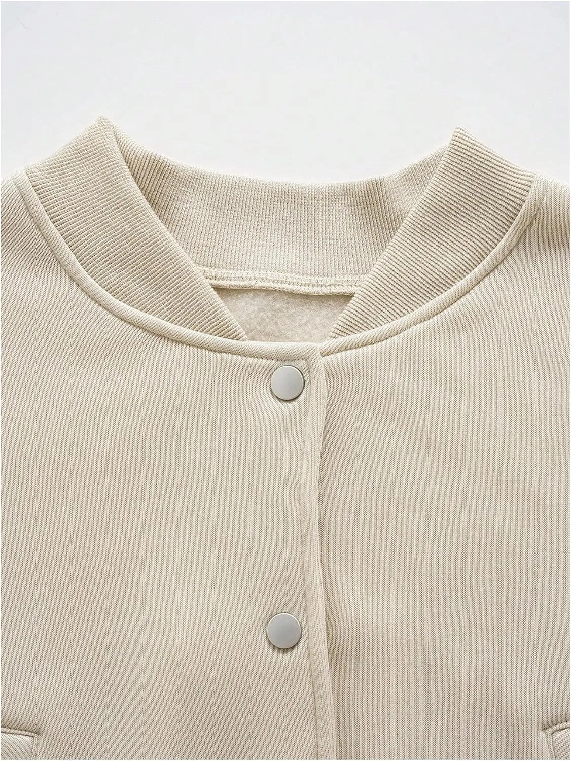 MakeMeChic Women's Long Sleeve Crop Top Baseball Jacket Button Down Varsity Jackets with Pocket