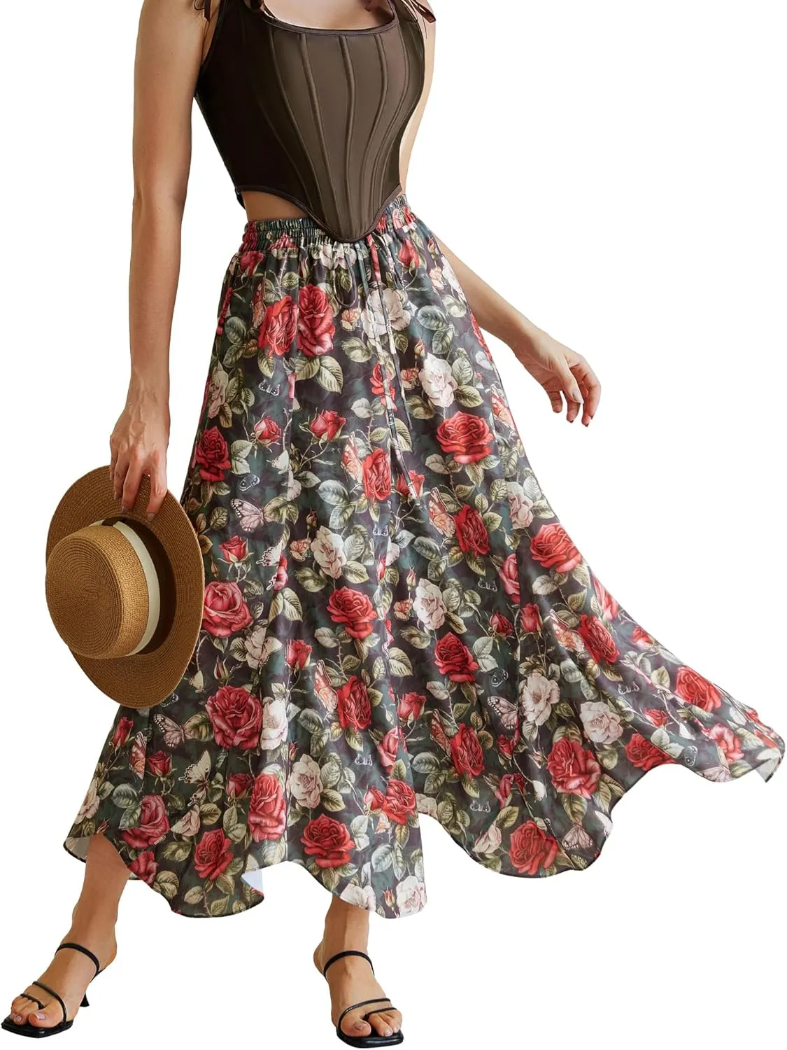 Maxi Skirts for Women Summer 2025 Floral Skirt Flowy Boho Skirt
