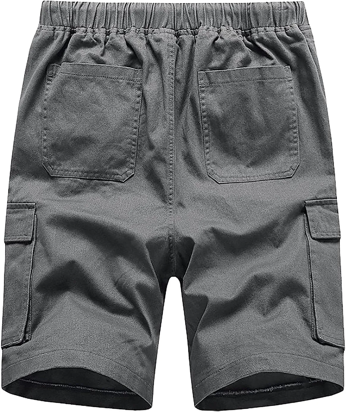 Mens Cargo Shorts Elastic Waist Drawstring Cotton Casual Outdoor Lightweight Shorts with Multi Pockets Jogger Pants
