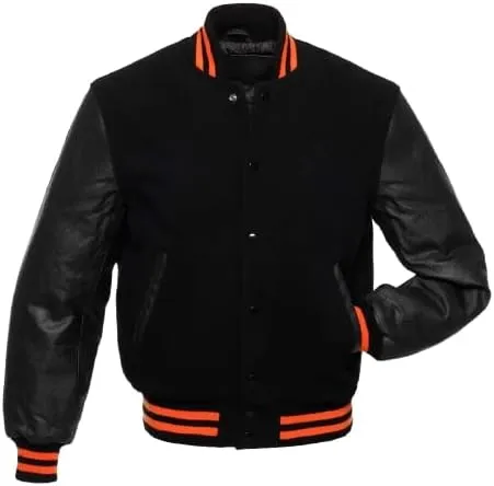 Mens Varsity Jackets Baseball Letterman Wool Body Genuine Leather Sleeves Bomber American Style Varsity Jacket