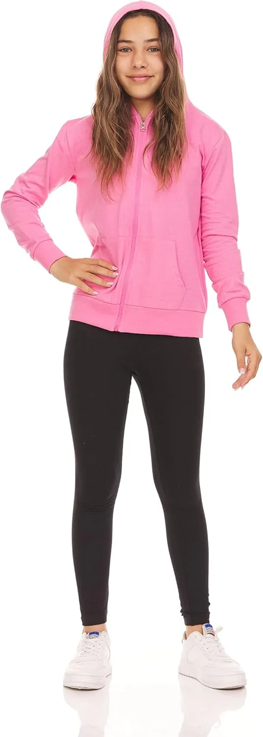 Pink Angel Little & Big Girls Zip Up Hoodie, Kids Full Zipper Hooded Fashion Sweatshirt
