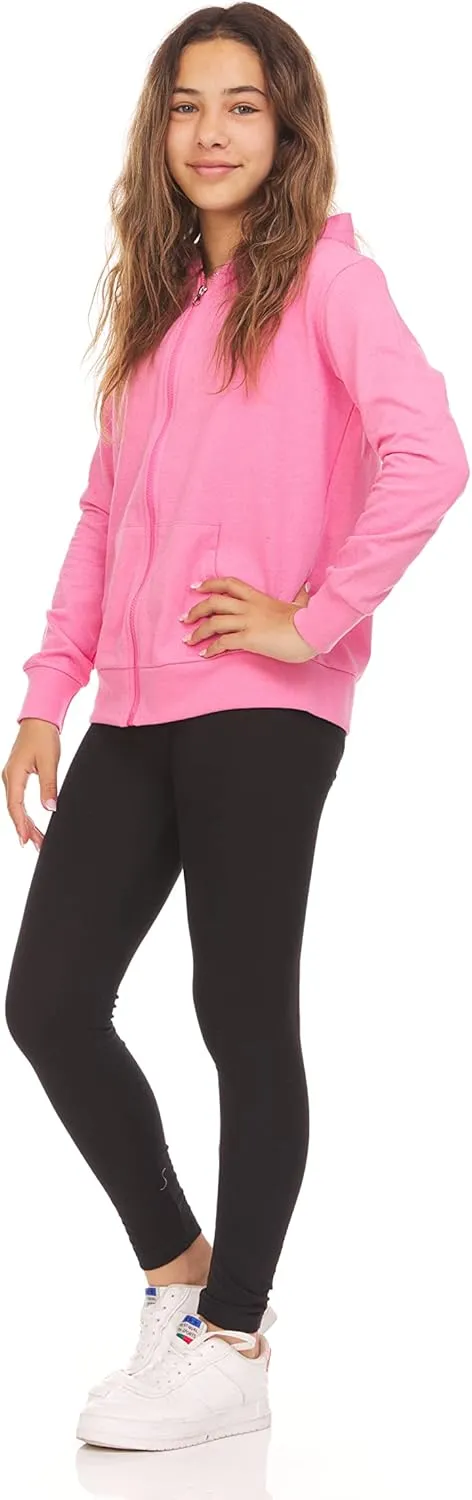 Pink Angel Little & Big Girls Zip Up Hoodie, Kids Full Zipper Hooded Fashion Sweatshirt