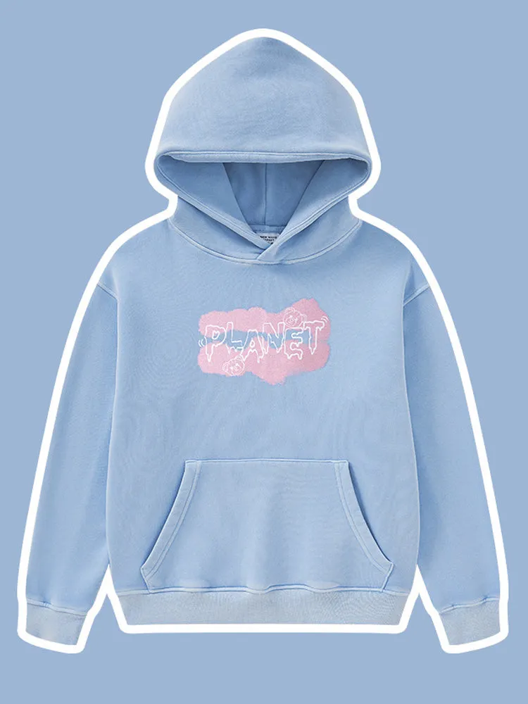 Retro Washed Letter Print Kids Hoodies