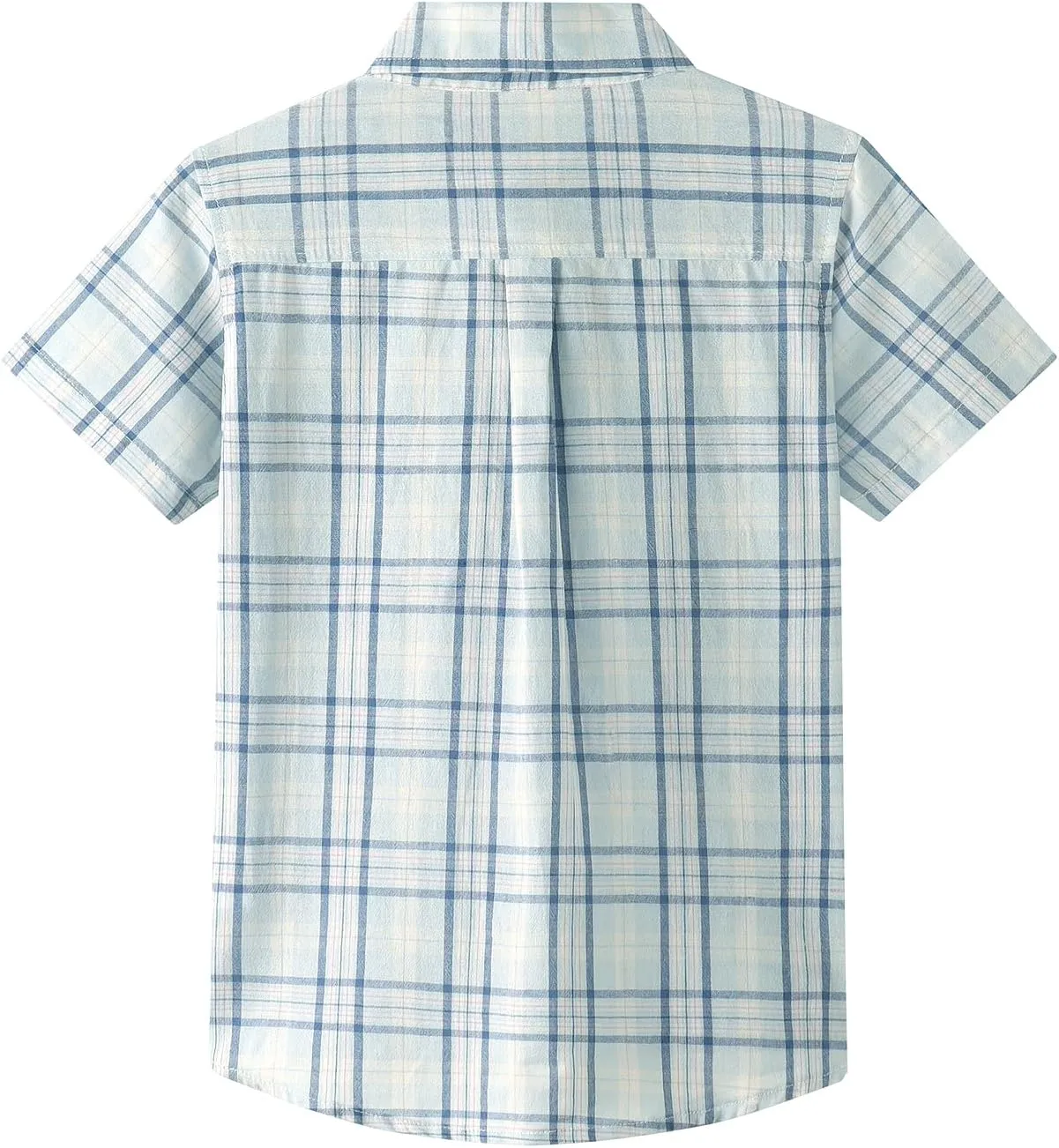Spring&Gege Boys Plaid Short Sleeve Shirt Casual Button Down Checked with Chest Pocket (5-14 Years)