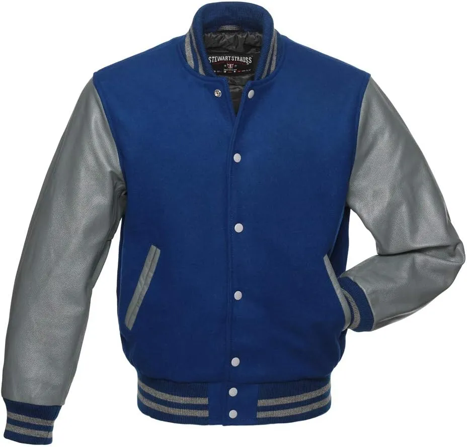 Stewart & Strauss Original Varsity Letterman Jacket Since 1977 (48 Team Colors) Wool & Leather XXS to 6XL