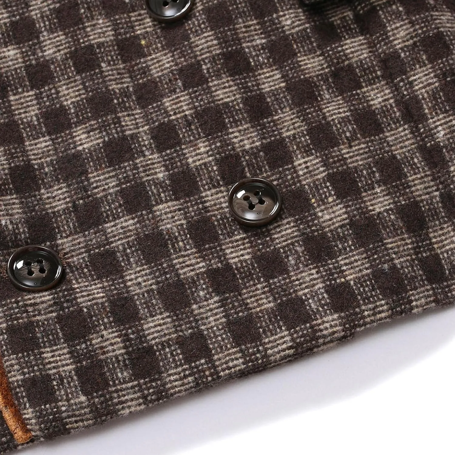 Stoota Mens Casual Suede Vest Jacket, Retro Double-Breasted Suit Vest, Classic Plaid Stripe Lapel Collar Dress Waistcoat