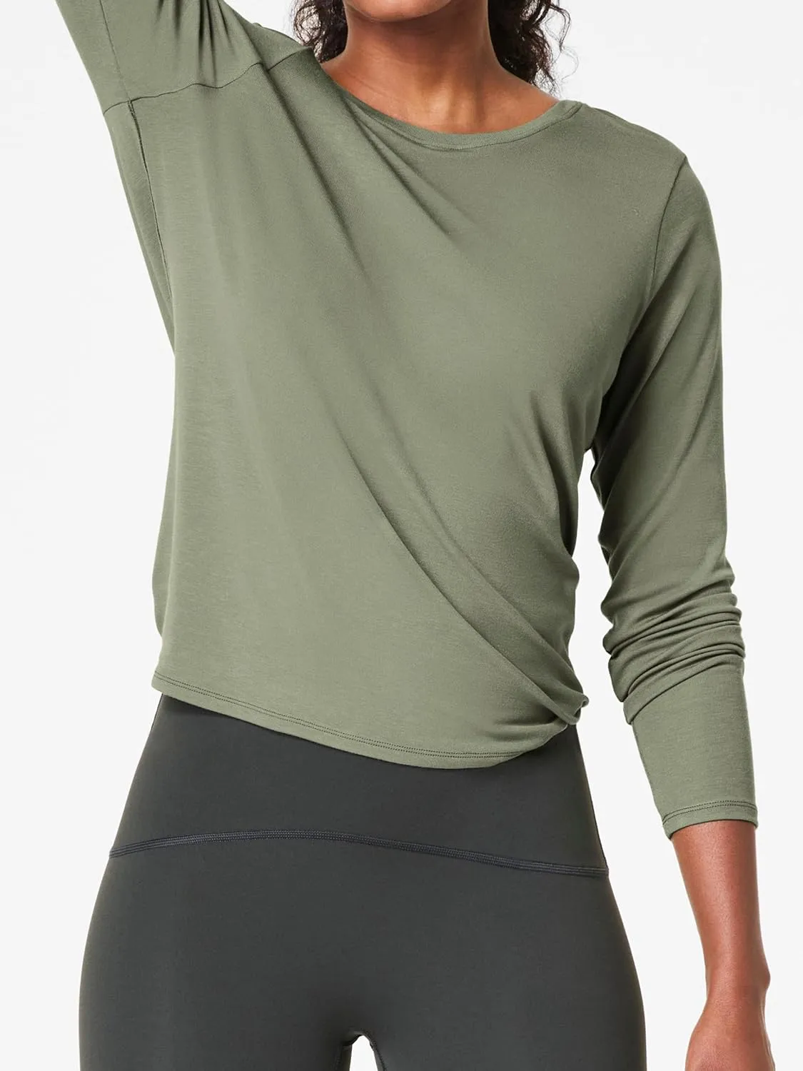 SuperPrity Women's Long Sleeve T-Shirt Workout Tops Reversible Tie Front Tunic Yoga Gym Ladies Blouses Activewear