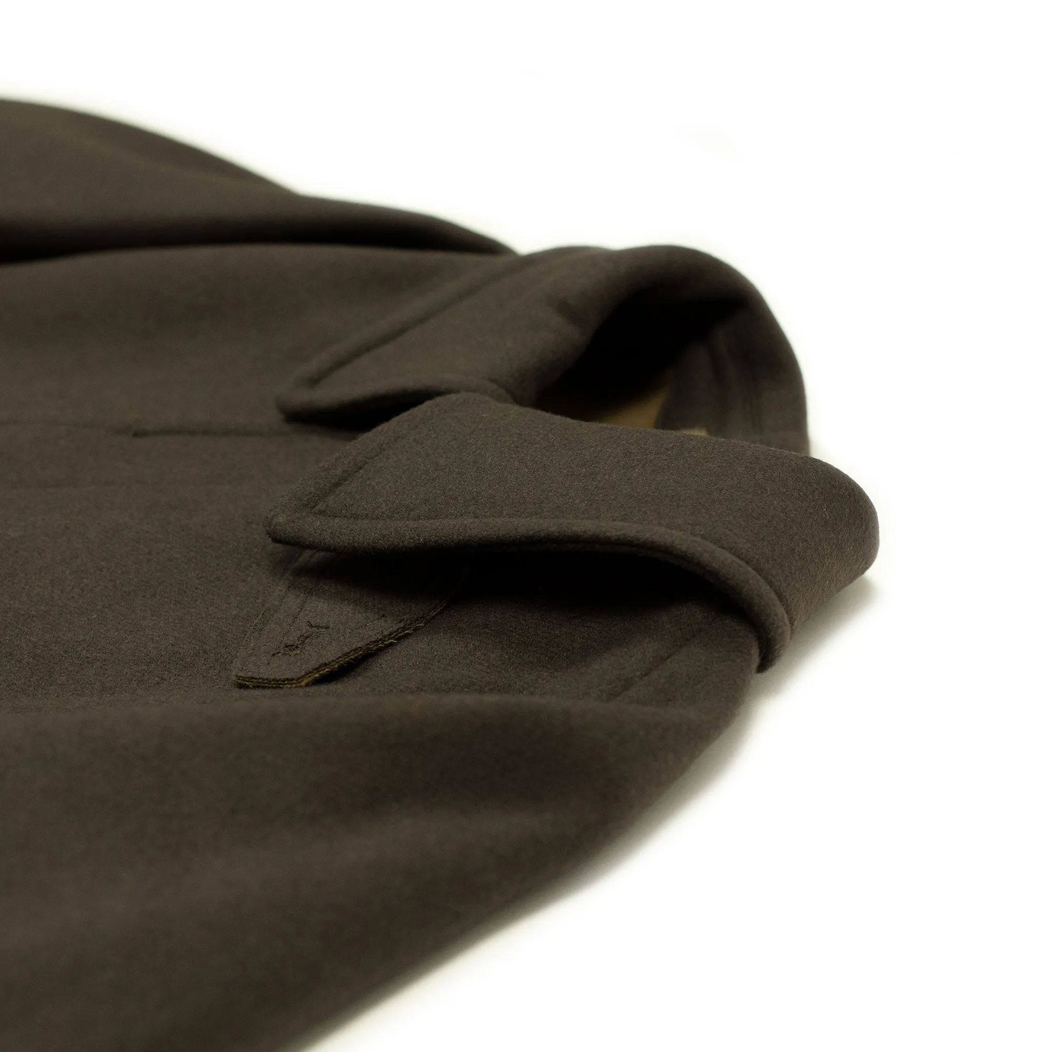 Traveler Coat in brown extra fine reverse cloth melton wool