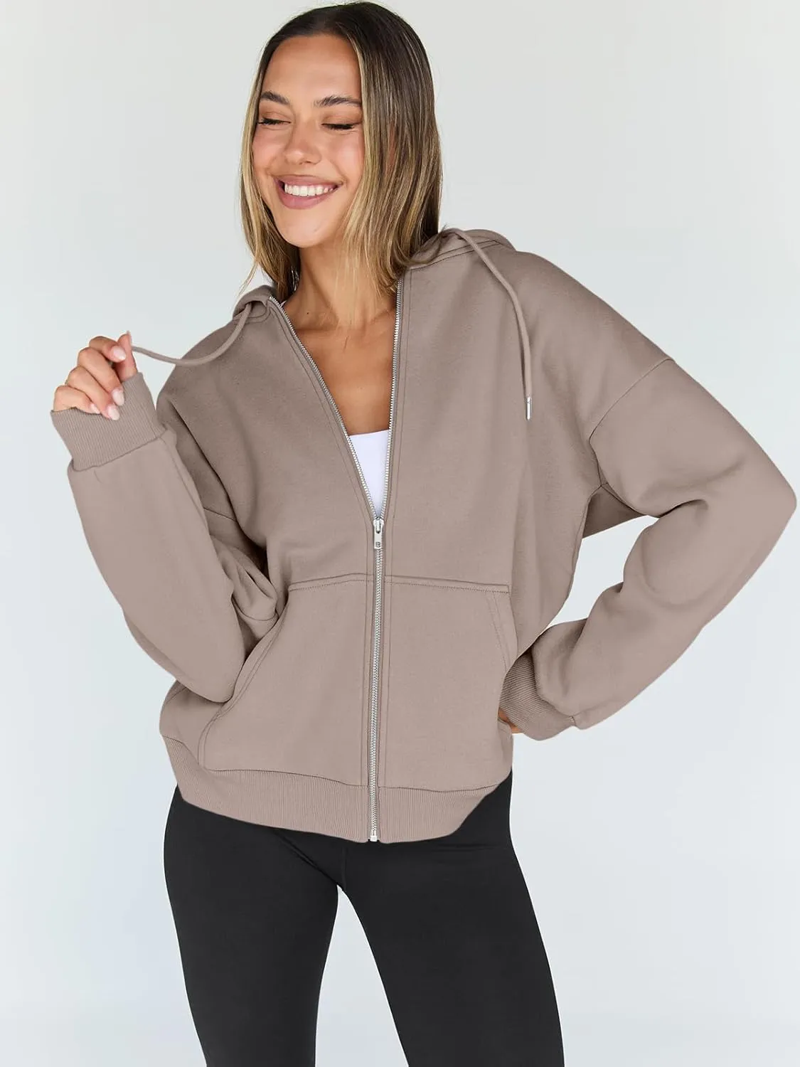 Trendy Queen Womens Zip Up Hoodies Oversized Sweatshirts Fall Fashion Outfits Casual Jackets 2025 Winter Clothes