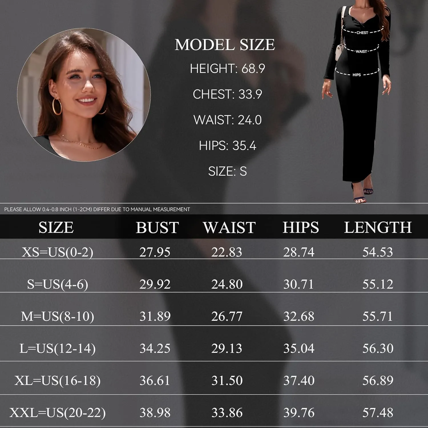 Women's Bodycon Maxi Dress Long Sleeve Ribbed Knit Twist Knot Front Dress Square Neck Elegant Formal Fall Dresses