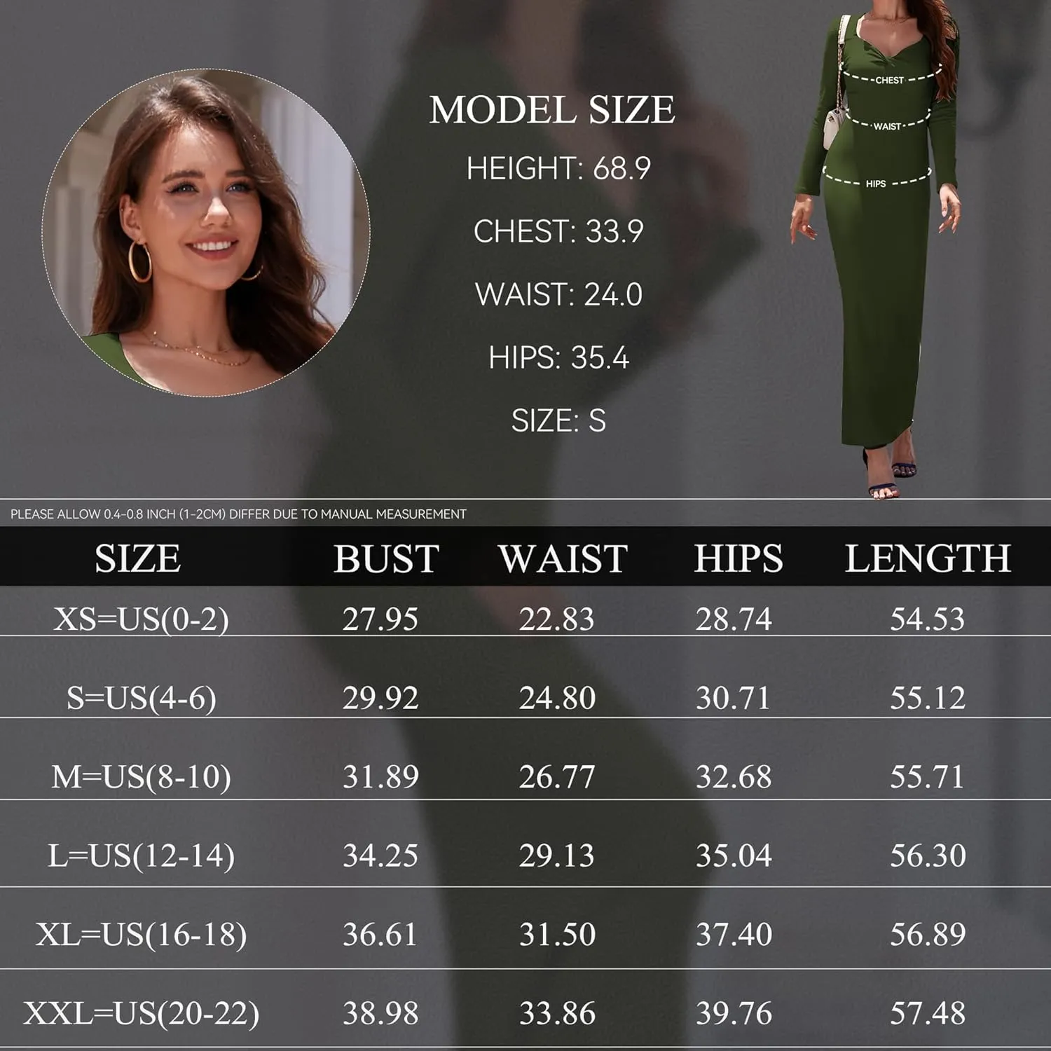 Women's Bodycon Maxi Dress Long Sleeve Ribbed Knit Twist Knot Front Dress Square Neck Elegant Formal Fall Dresses