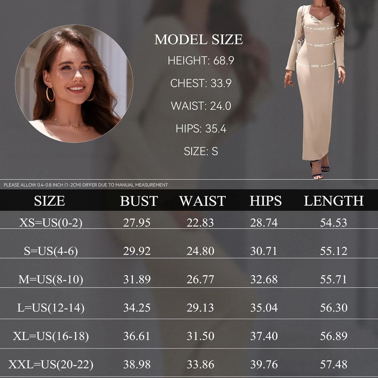 Women's Bodycon Maxi Dress Long Sleeve Ribbed Knit Twist Knot Front Dress Square Neck Elegant Formal Fall Dresses