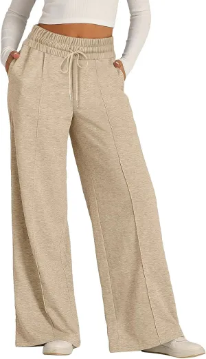 Women's Wide-Legged High-Waisted Yoga Sweatpants with Dressy Casual Loose Fit Fashion