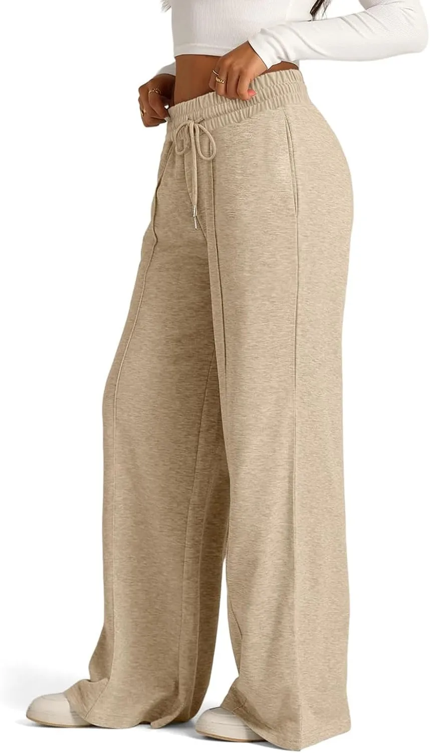 Women's Wide-Legged High-Waisted Yoga Sweatpants with Dressy Casual Loose Fit Fashion