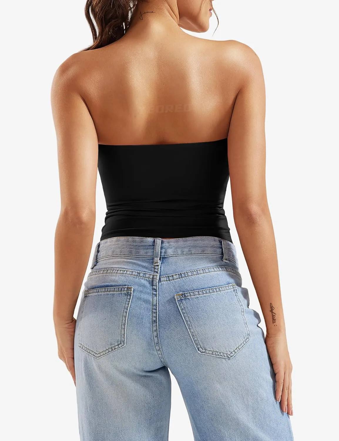 YEOREO Sophie Women Sexy Long Tube Tops Double Lined Basic Y2K Summer Cute Strapless Fitted Bandeau Going Out Crop Top Top