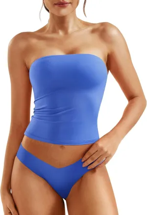 YEOREO Sophie Women Sexy Long Tube Tops Double Lined Basic Y2K Summer Cute Strapless Fitted Bandeau Going Out Crop Top Top