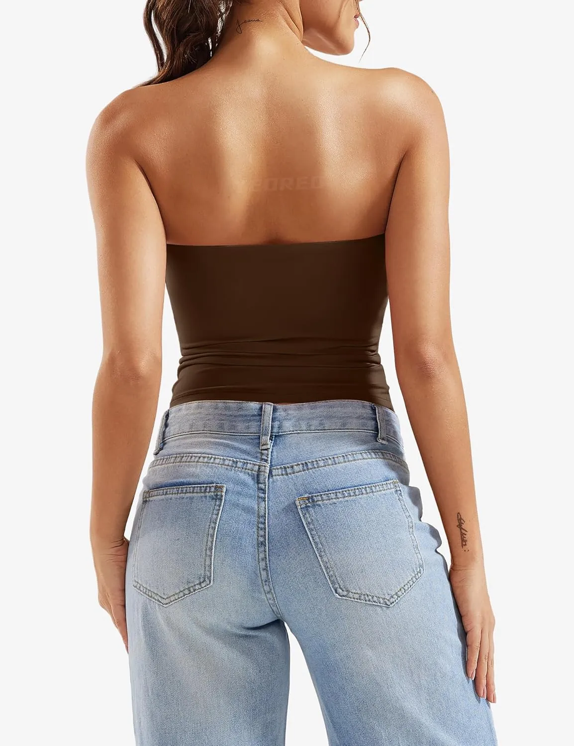 YEOREO Sophie Women Sexy Long Tube Tops Double Lined Basic Y2K Summer Cute Strapless Fitted Bandeau Going Out Crop Top Top