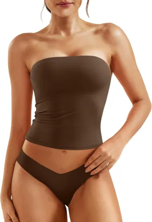 YEOREO Sophie Women Sexy Long Tube Tops Double Lined Basic Y2K Summer Cute Strapless Fitted Bandeau Going Out Crop Top Top