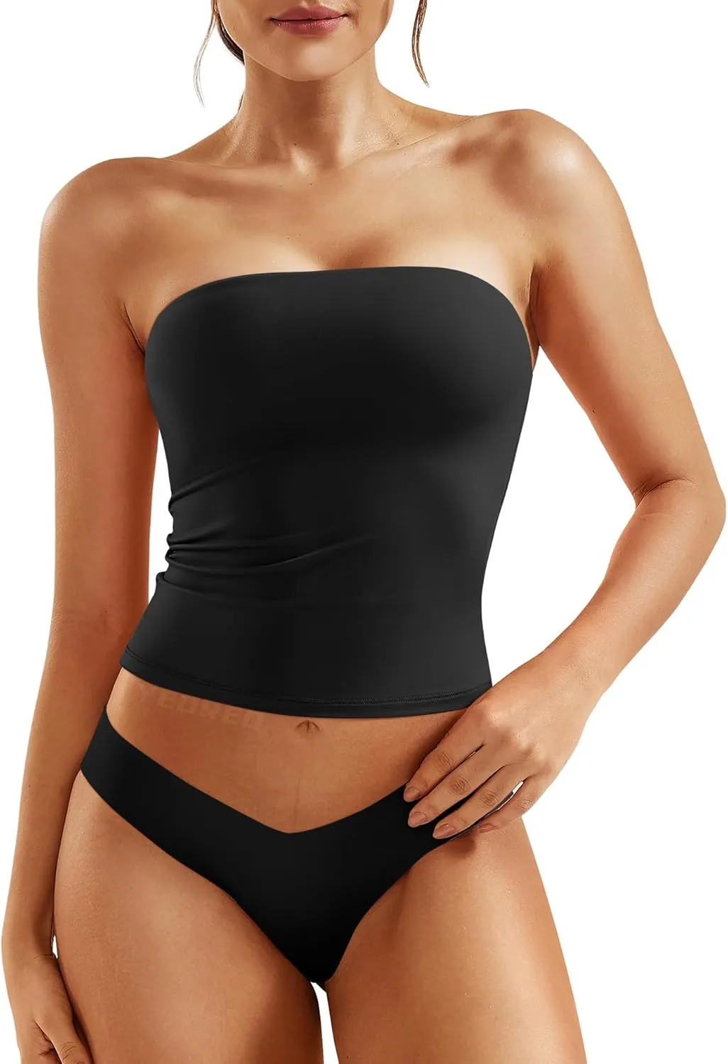 YEOREO Sophie Women Sexy Long Tube Tops Double Lined Basic Y2K Summer Cute Strapless Fitted Bandeau Going Out Crop Top Top
