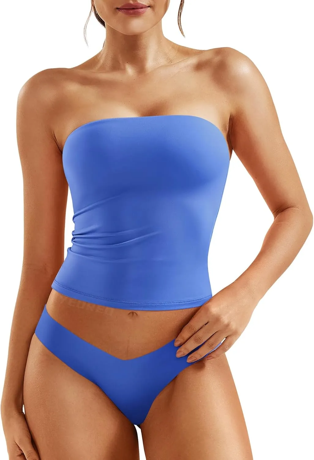YEOREO Sophie Women Sexy Long Tube Tops Double Lined Basic Y2K Summer Cute Strapless Fitted Bandeau Going Out Crop Top Top