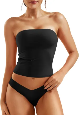 YEOREO Sophie Women Sexy Long Tube Tops Double Lined Basic Y2K Summer Cute Strapless Fitted Bandeau Going Out Crop Top Top