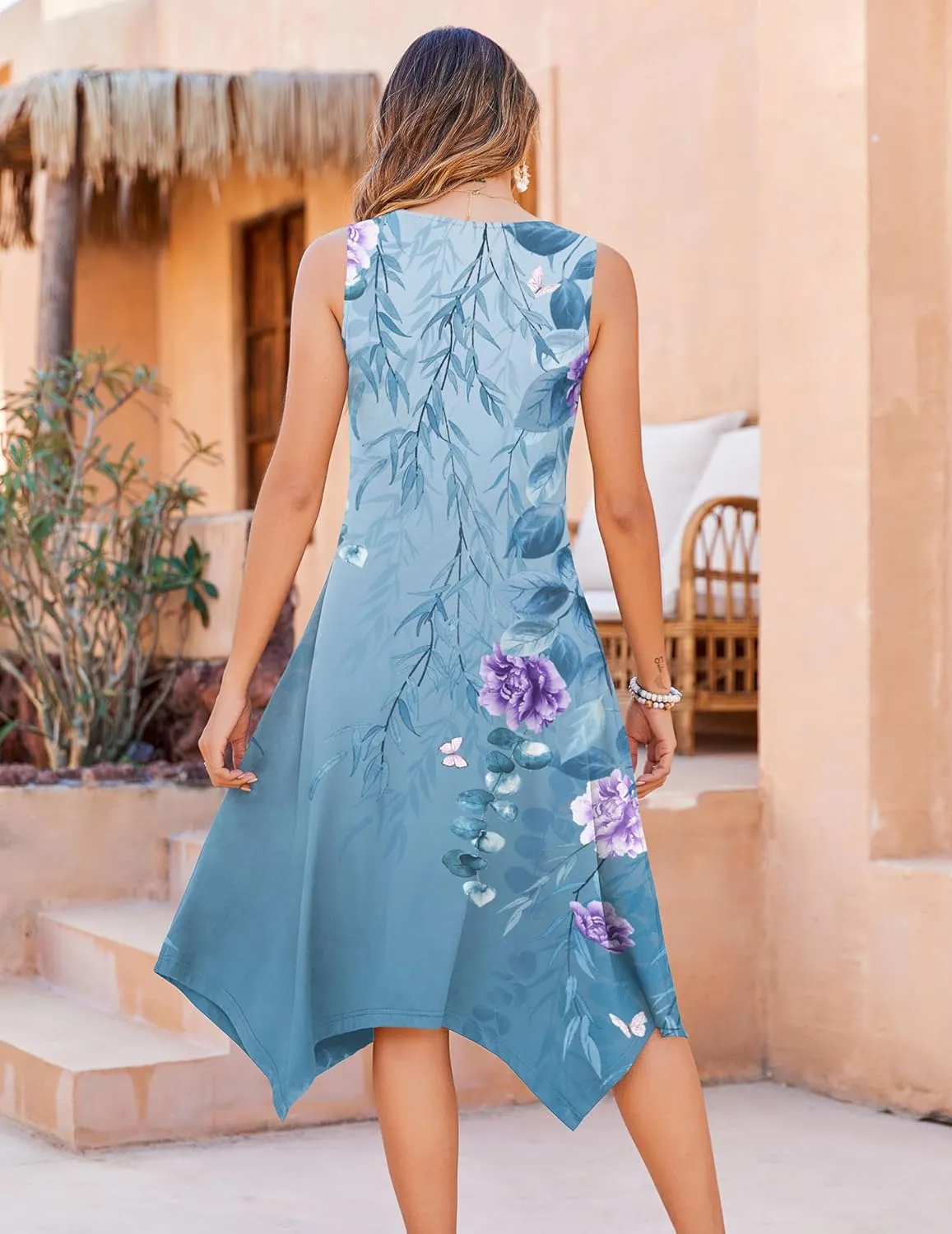 Zeagoo Womens Casual Dress for Summer Tank Dress Loose Flowy Beach Dress with Pockets Hankerchief Flare Midi Sundress 2025